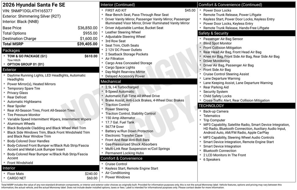hyundai santa fe 2026 5NMP1DGL4TH165377 image hyundai santa fe 2026 5NMP1DGL4TH165377 image